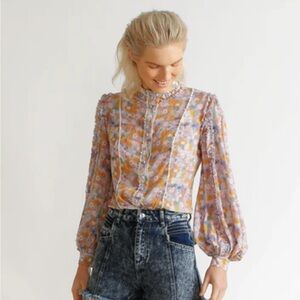 IXIAH Flower Balloon Blouse, Size 4